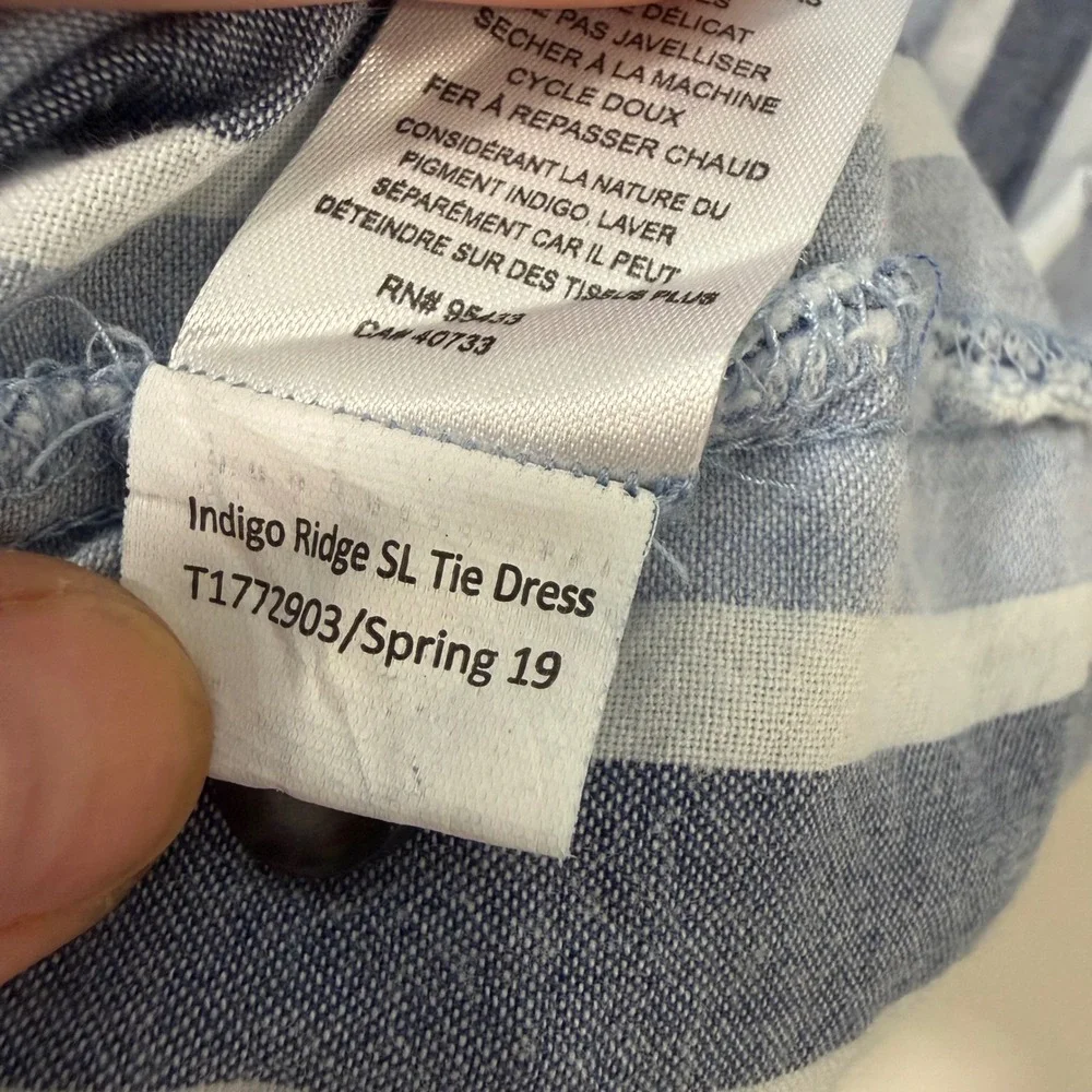 Toad&Co Womens Tank Dress Medium Blue Button Down Indigo Ridge Sleeveless Stripe - Picture 7 of 8